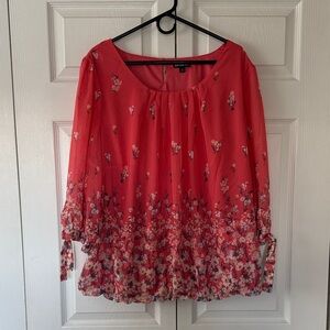 Sara Michelle Coral Floral Blouse